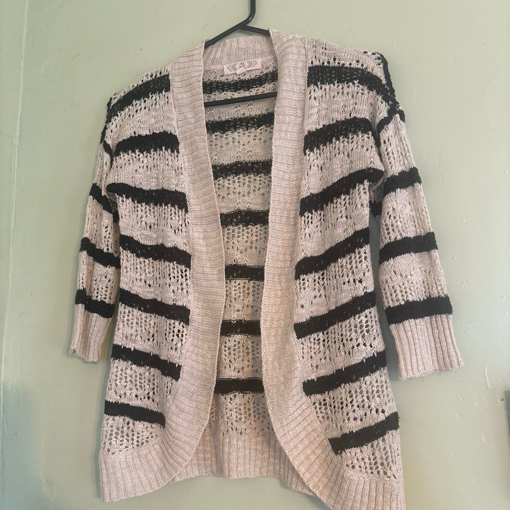 Women's Striped Sweater - Black and Cream